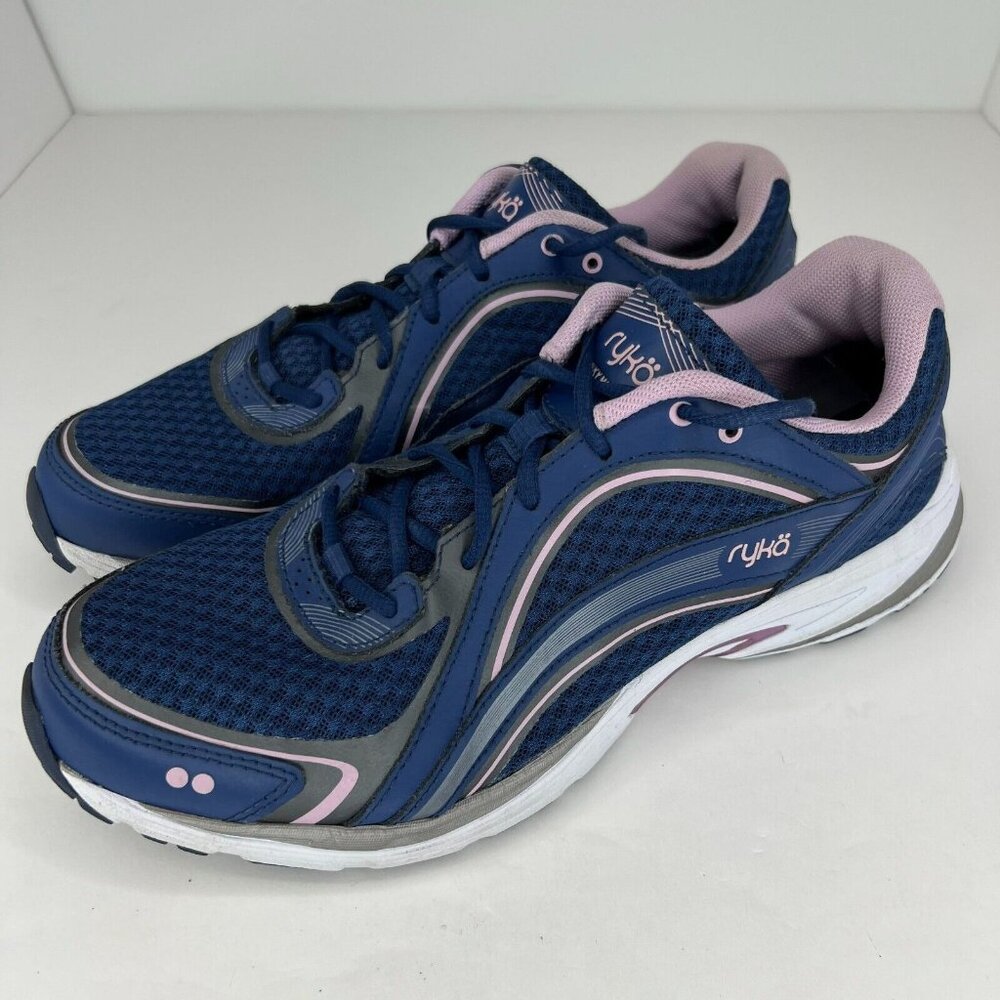 Ryka Womens Sky Walk Blue Leather Round Toe Lace Up Size 10M Walking Shoes